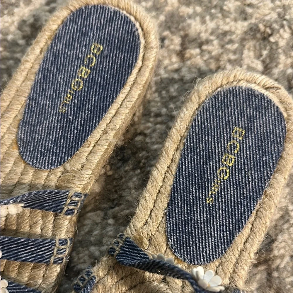 Kids Blue and Tan Sandals with Floral Accents